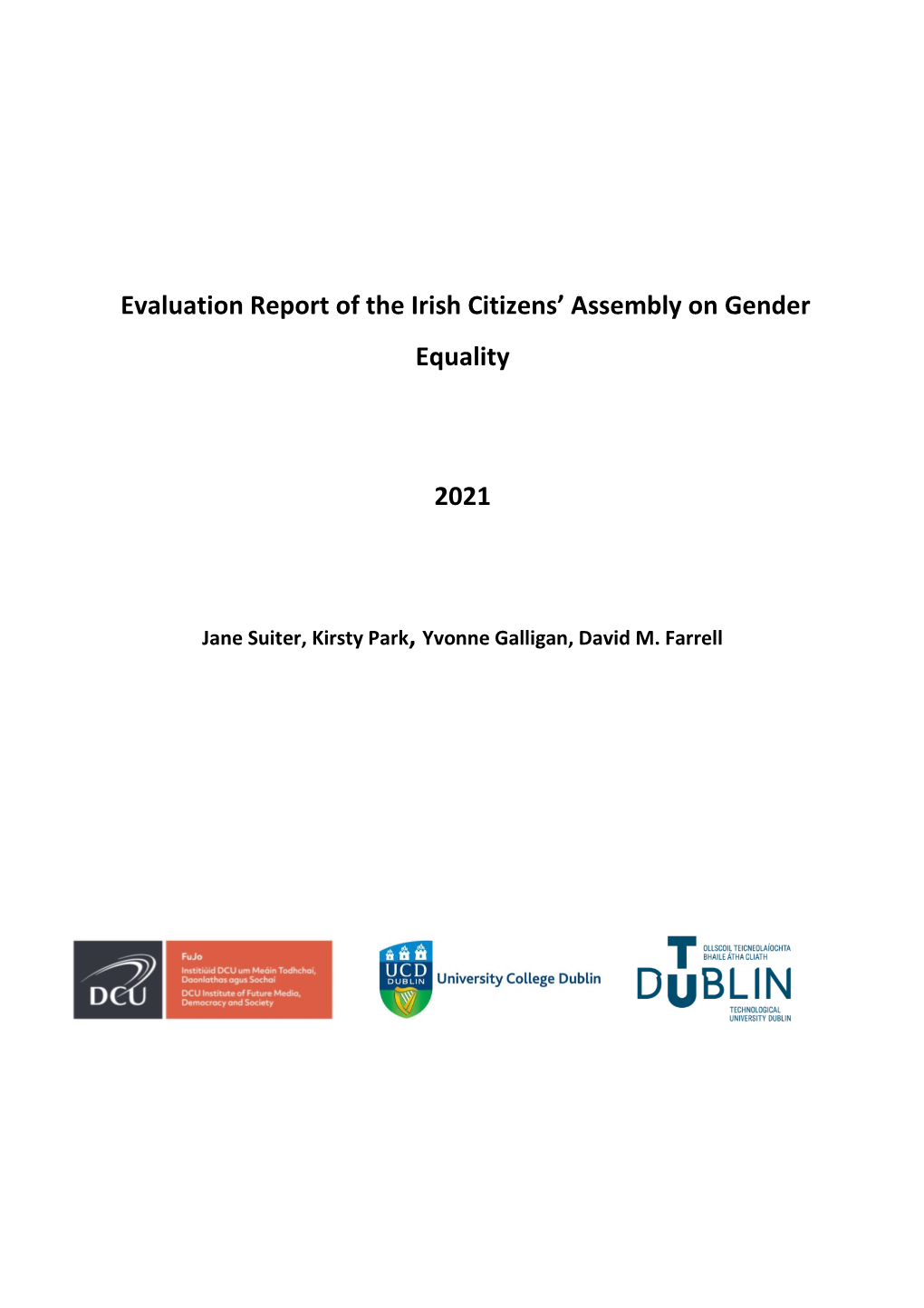 Evaluation Report of the Irish Citizens' Assembly on Gender Equality 2021