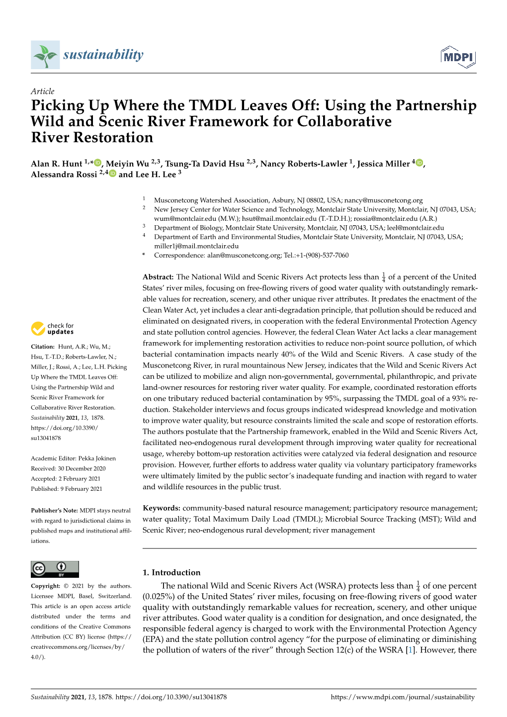 Picking up Where the TMDL Leaves Off: Using the Partnership Wild and Scenic River Framework for Collaborative River Restoration