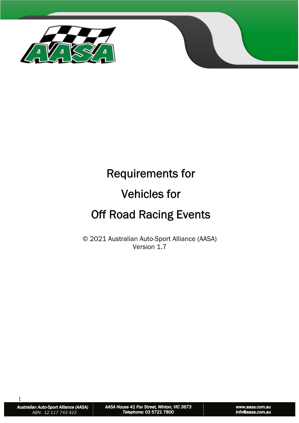 Requirements for Vehicles for Off Road Racing Events