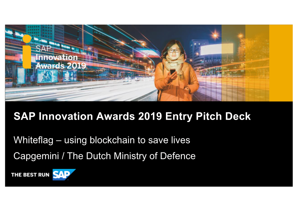SAP Innovation Awards 2019 Entry Pitch Deck