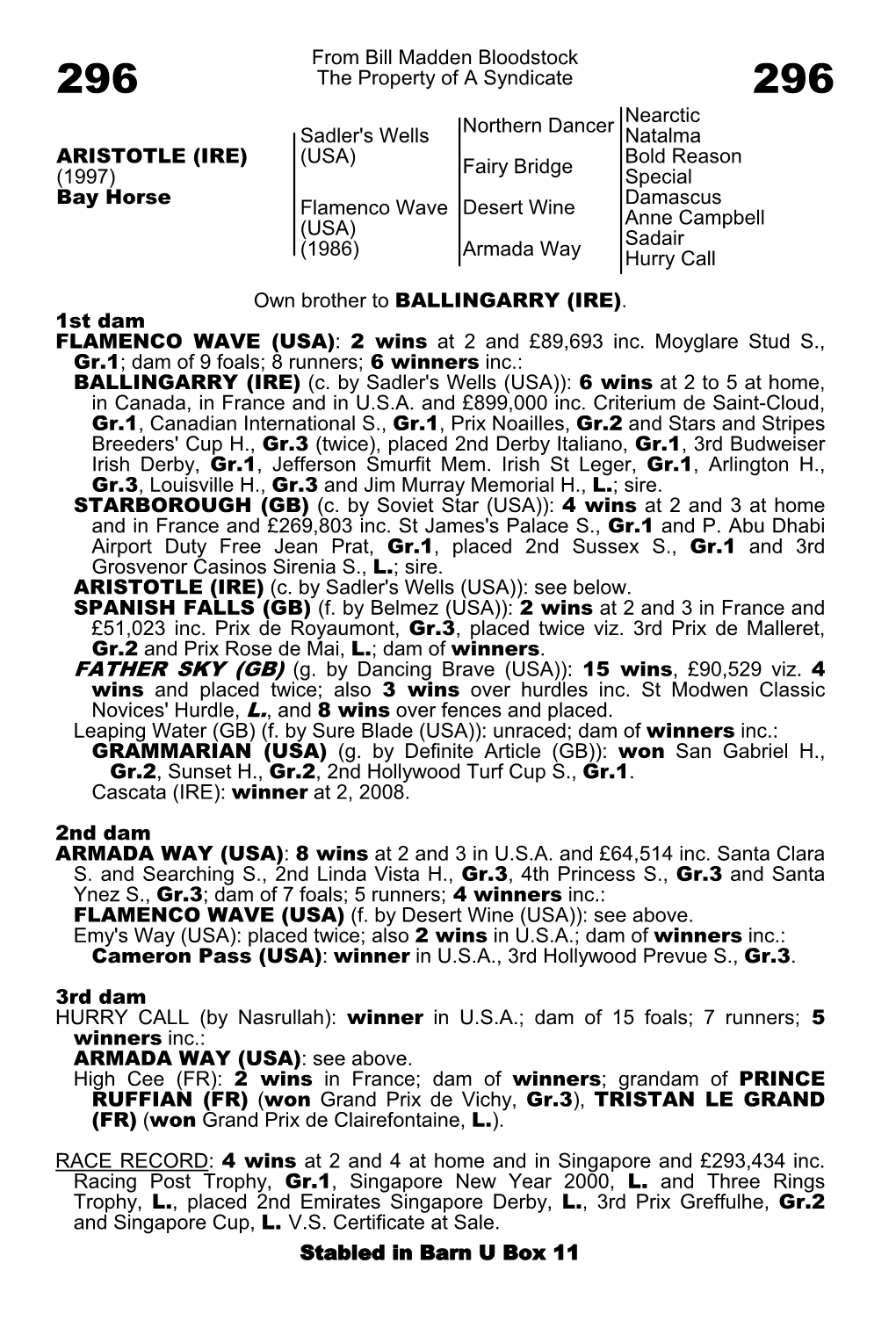 From Bill Madden Bloodstock the Property of a Syndicate