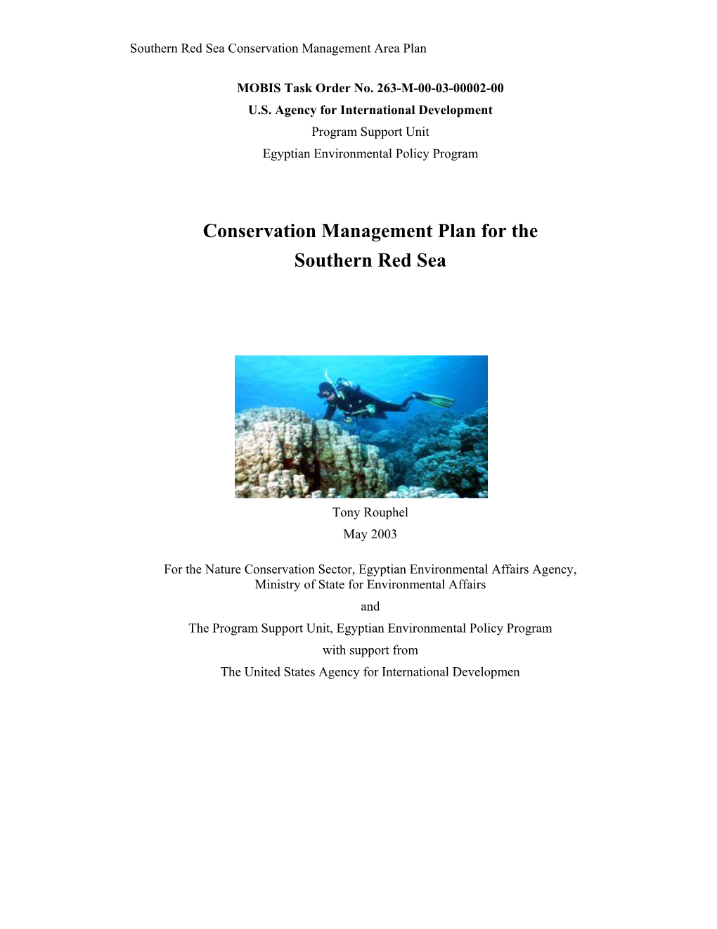 Conservation Management Plan for the Southern Red Sea