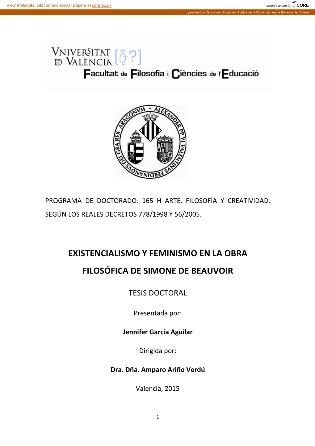 Existencialismo Y Feminismo En La Obra Filosófica De Simone De Beauvoir