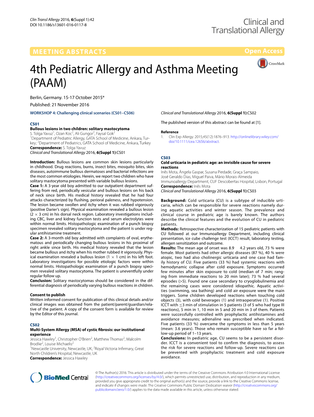 4Th Pediatric Allergy and Asthma Meeting (PAAM)