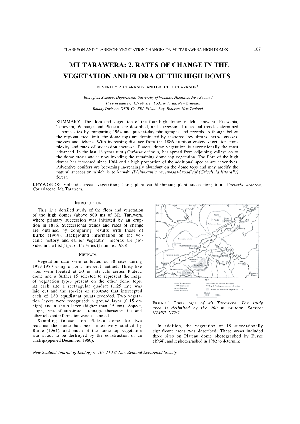 Mt Tarawera: 2. Rates of Change in the Vegetation and Flora of the High Domes