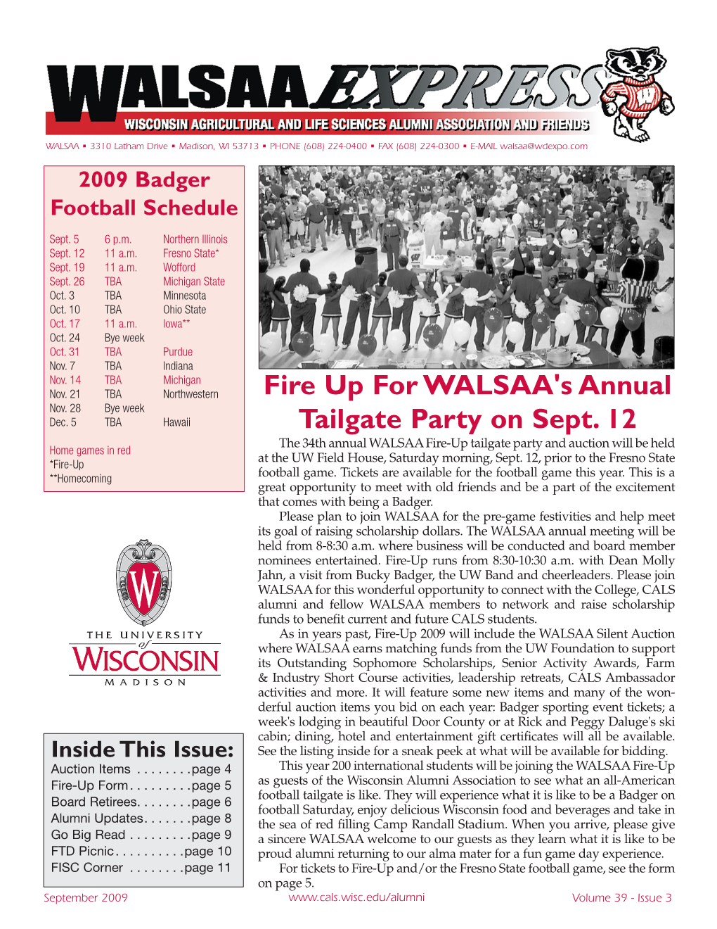 Fire up for WALSAA's Annual Tailgate Party on Sept. 12