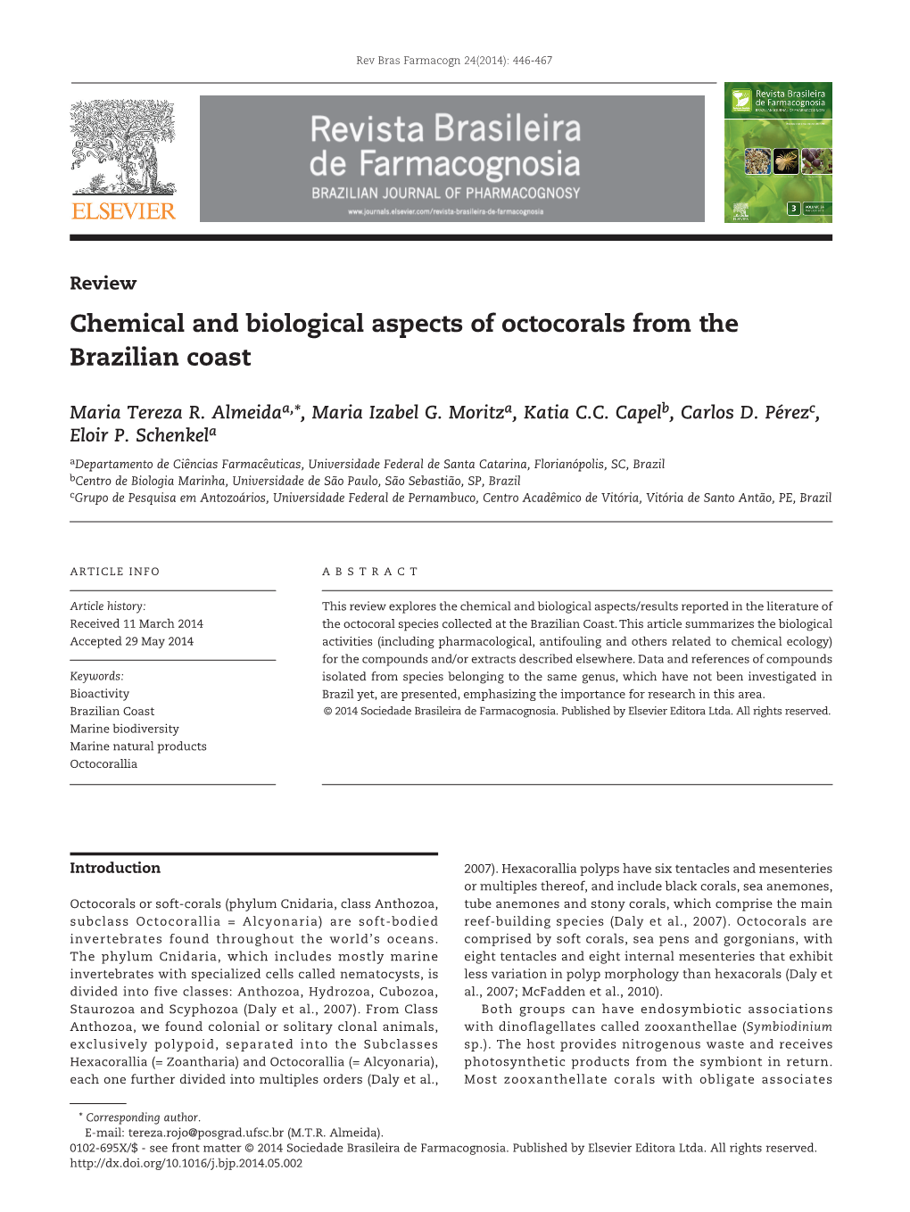 Chemical and Biological Aspects of Octocorals from the Brazilian Coast