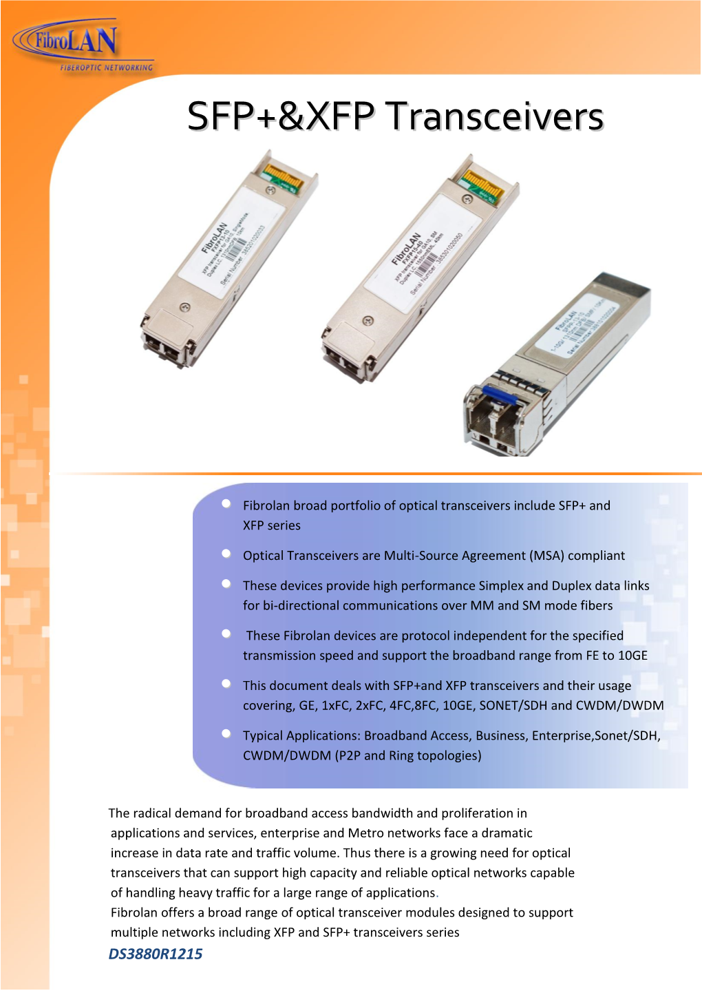 SFP+&XFP Transceivers Ansceivers