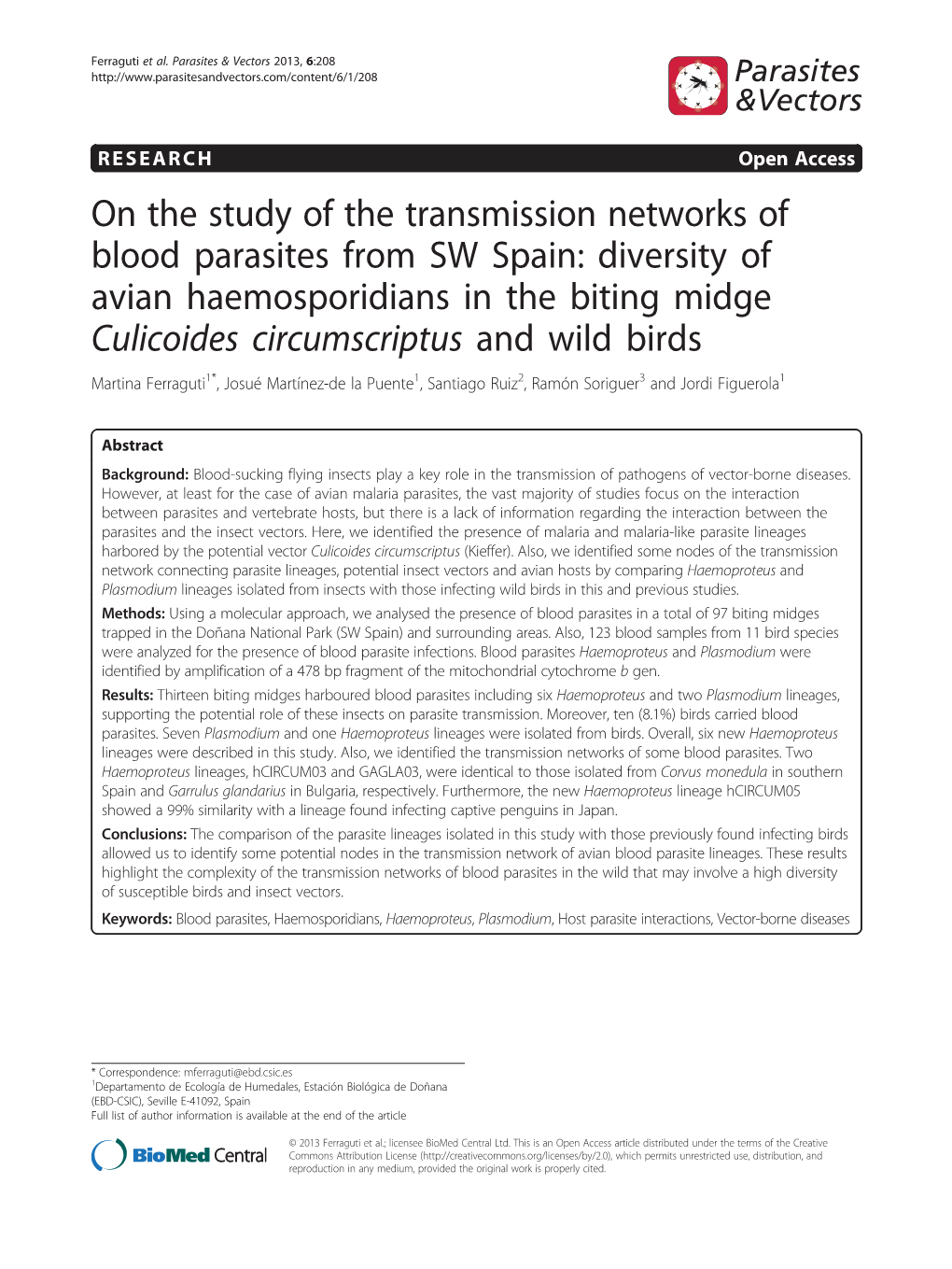 Diversity of Avian Haemosporidians in the Biting Midge Culicoides