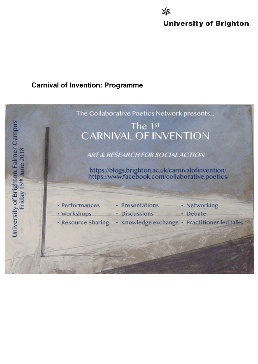 Carnival of Invention: Programme