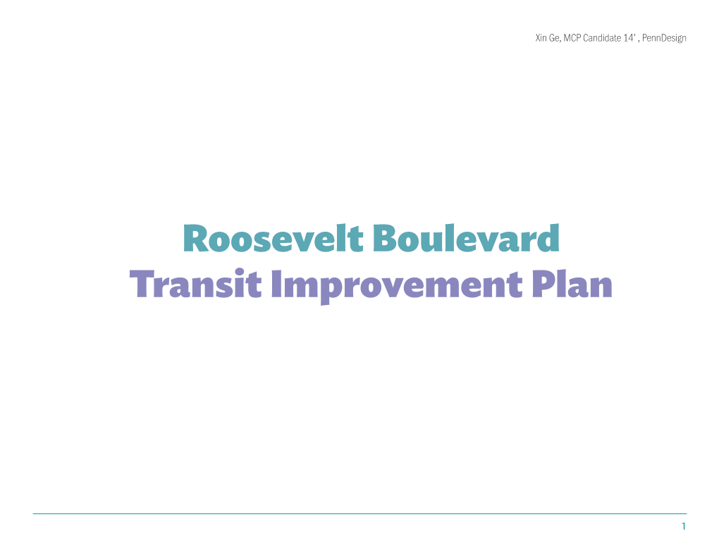 Roosevelt Boulevard Transit Improvement Plan