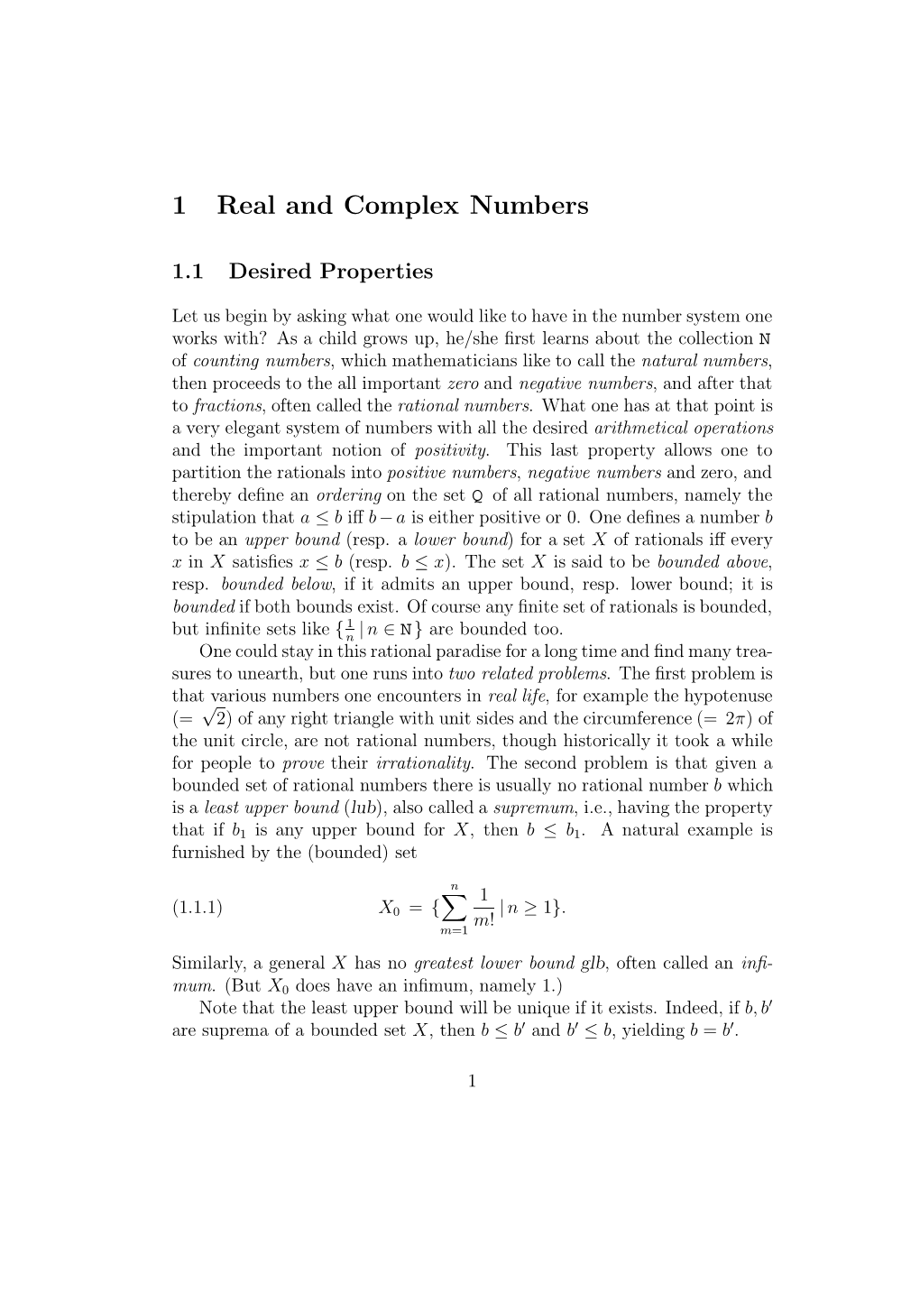 1 Real and Complex Numbers