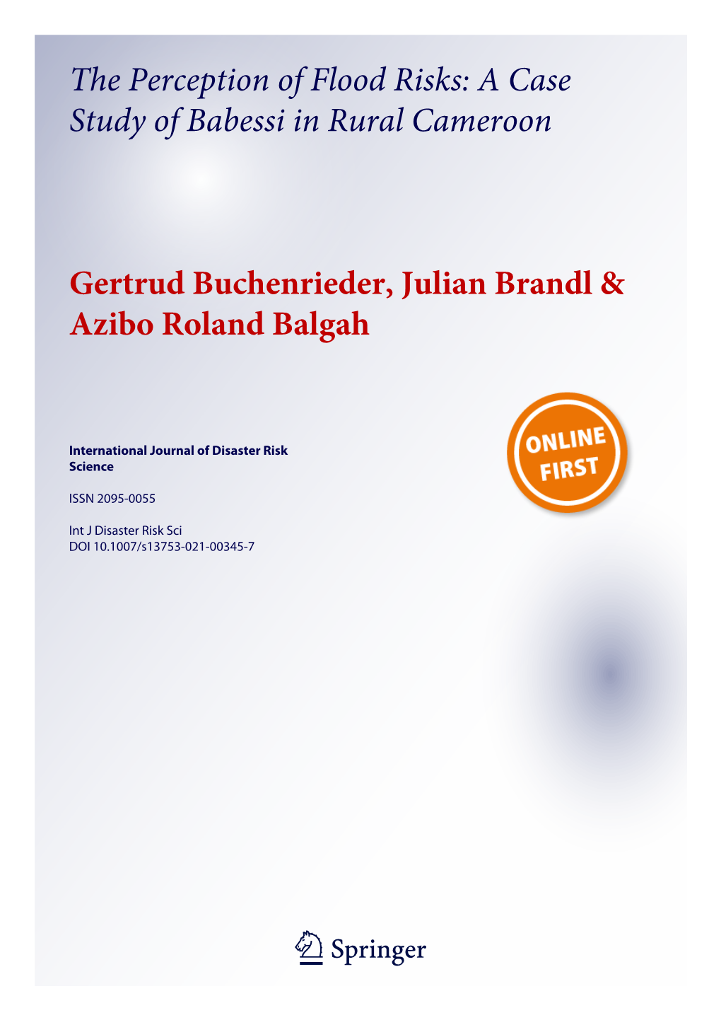 The Perception of Flood Risks: a Case Study of Babessi in Rural Cameroon