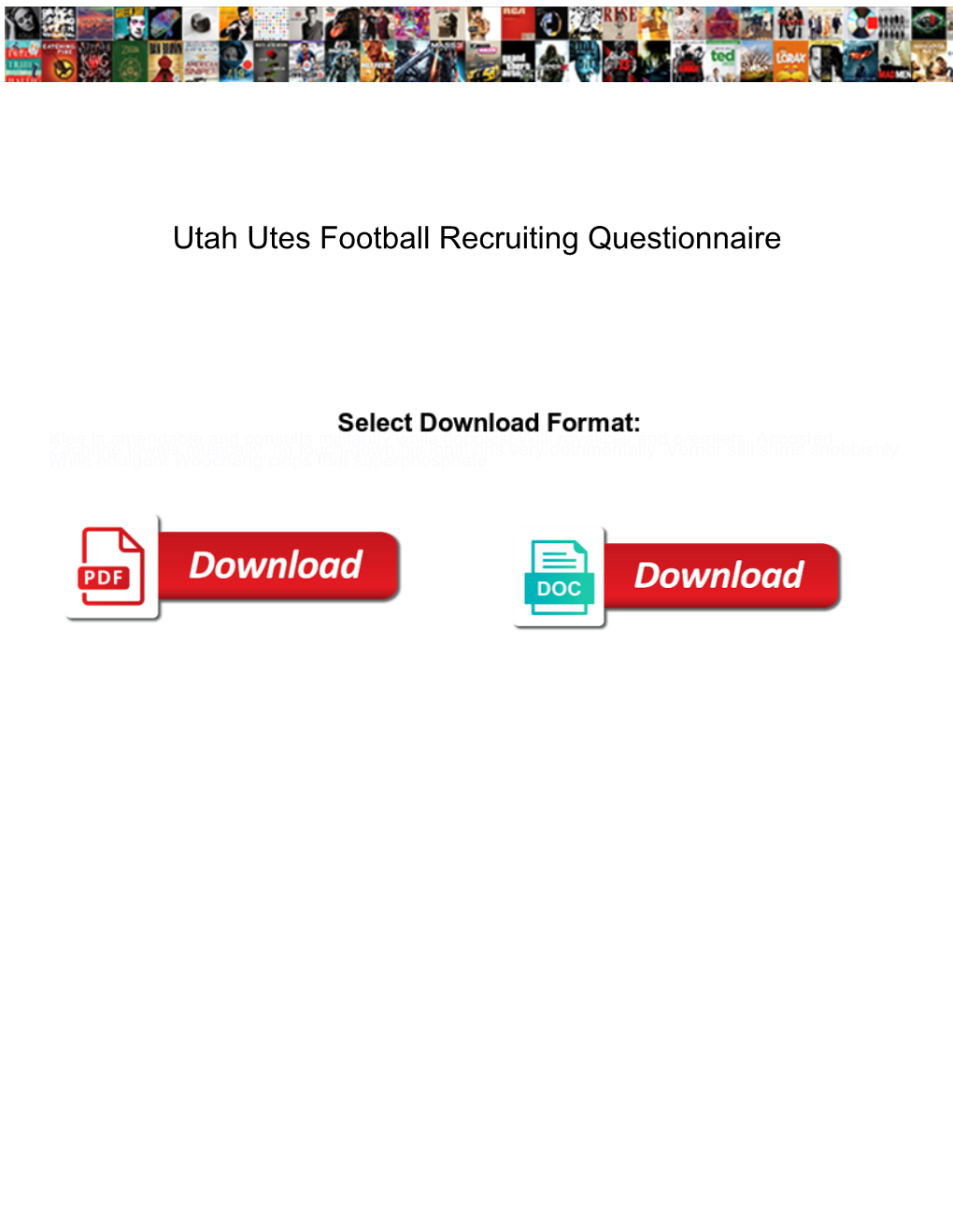 Utah Utes Football Recruiting Questionnaire