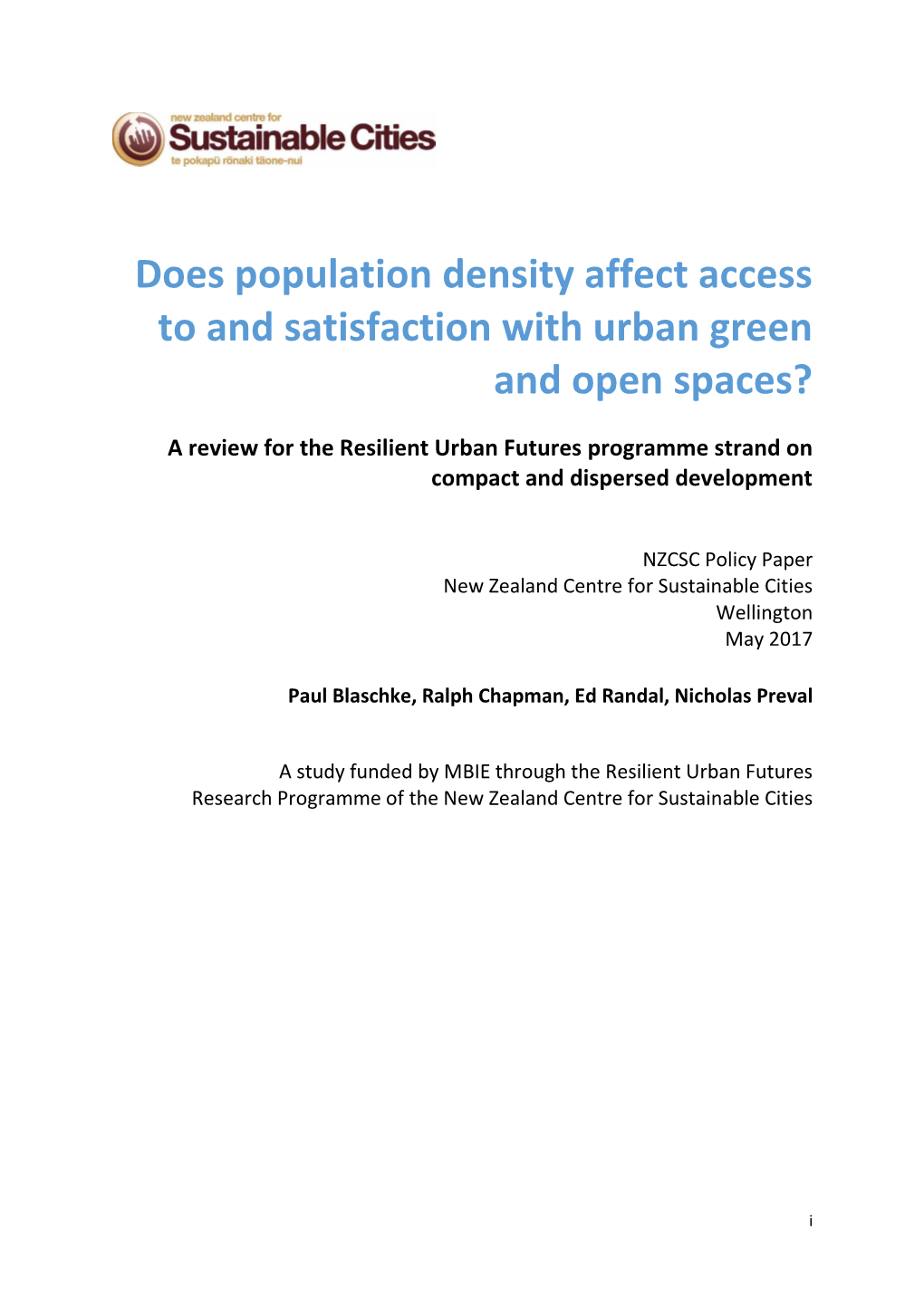 Does Population Density Affect Access to and Satisfaction with Urban Green and Open Spaces?