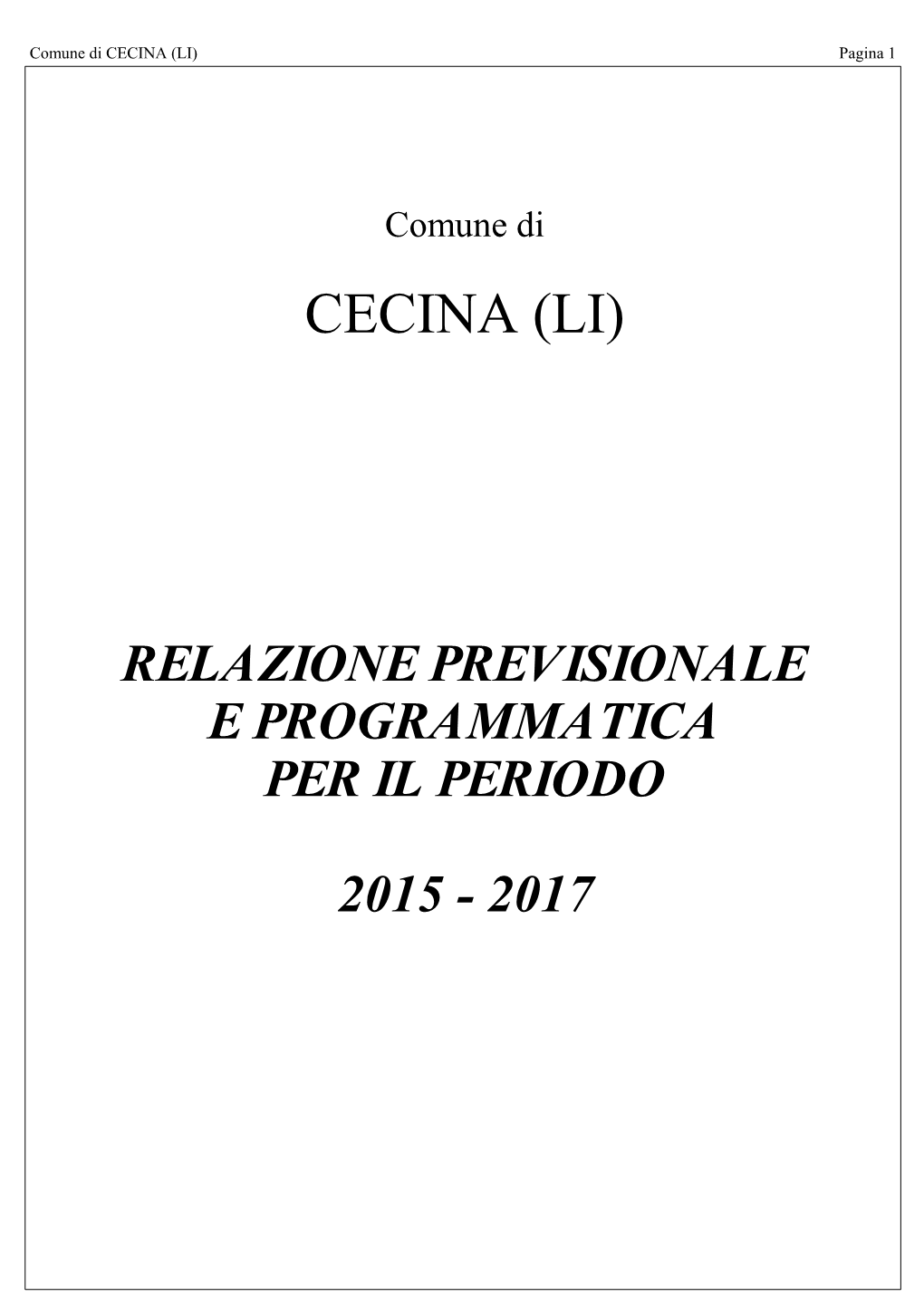 Comune Di CECINA (LI) Pagina 1