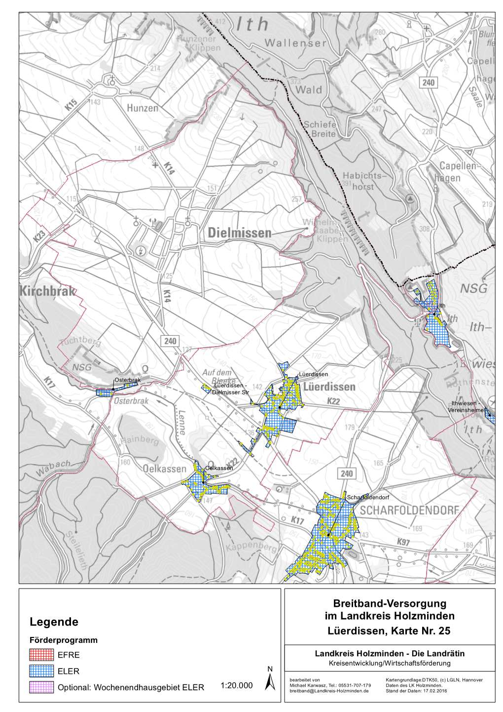 Breitband-Versorgung Im Landkreis Holzminden Legende Lüerdissen, Karte Nr