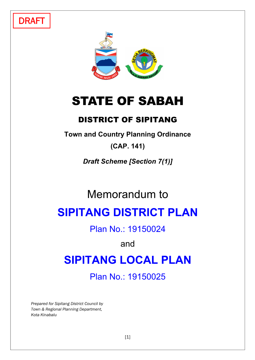 SIPITANG LOCAL PLAN Plan No.: 19150025