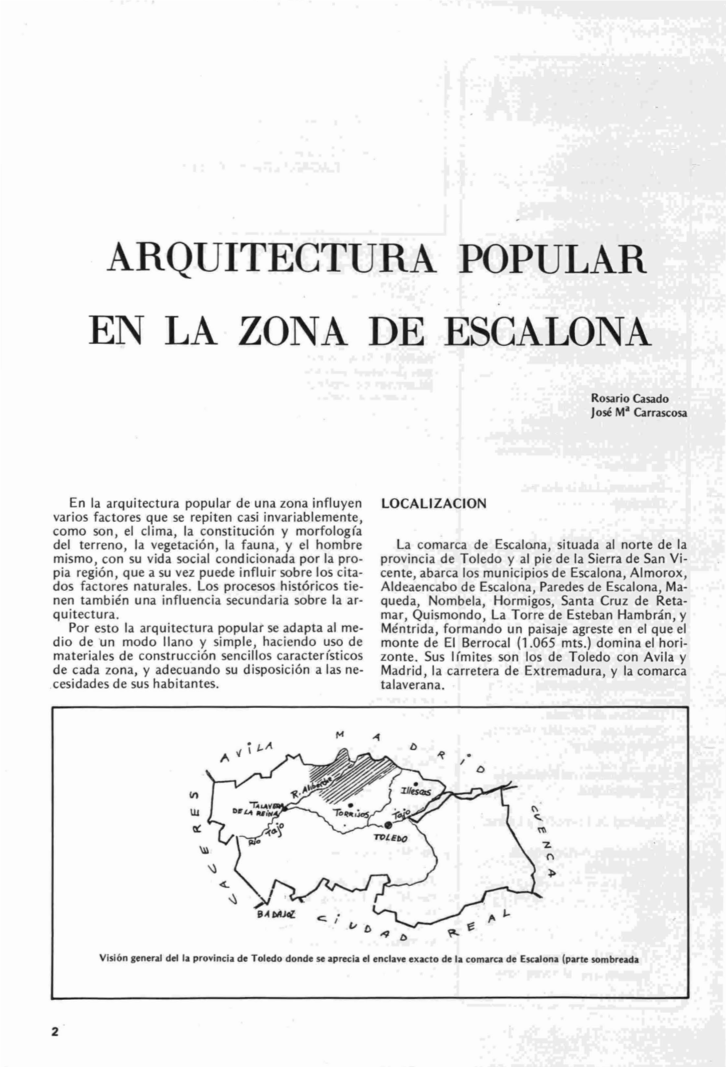 Arquitectura Popular En La Zona De Escalona