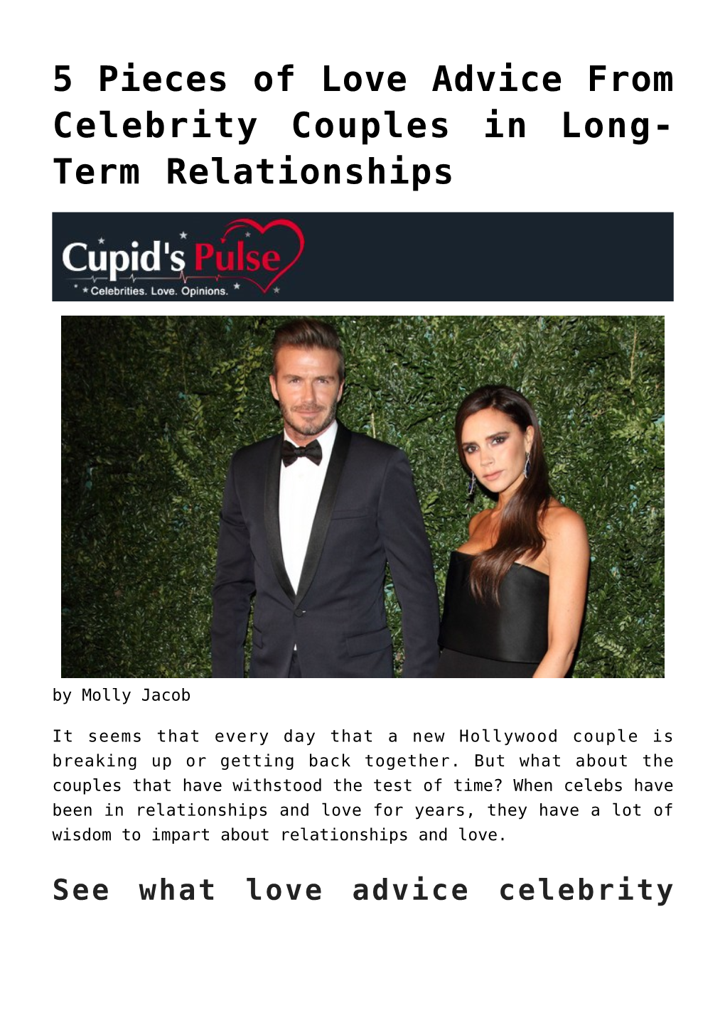 5 Pieces of Love Advice from Celebrity Couples in Long-Term