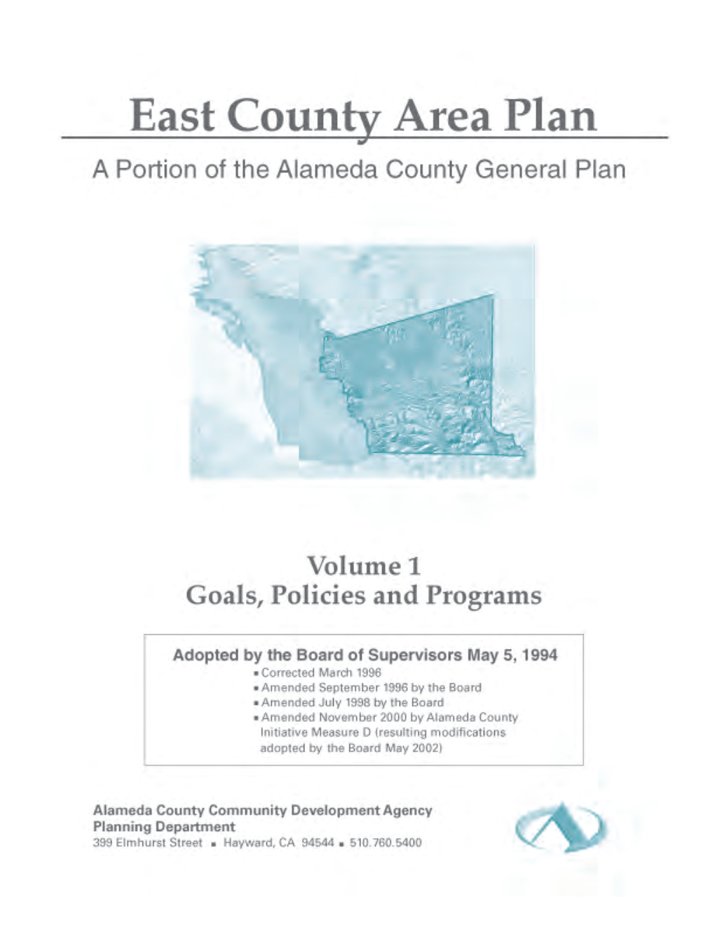 East County Area Plan Table of Contents