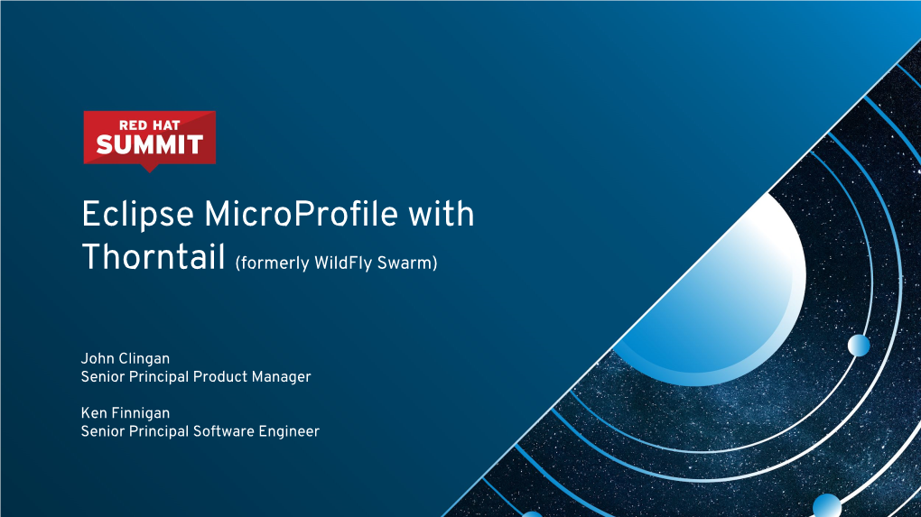 Eclipse Microprofile with Thorntail (Formerly Wildfly Swarm)