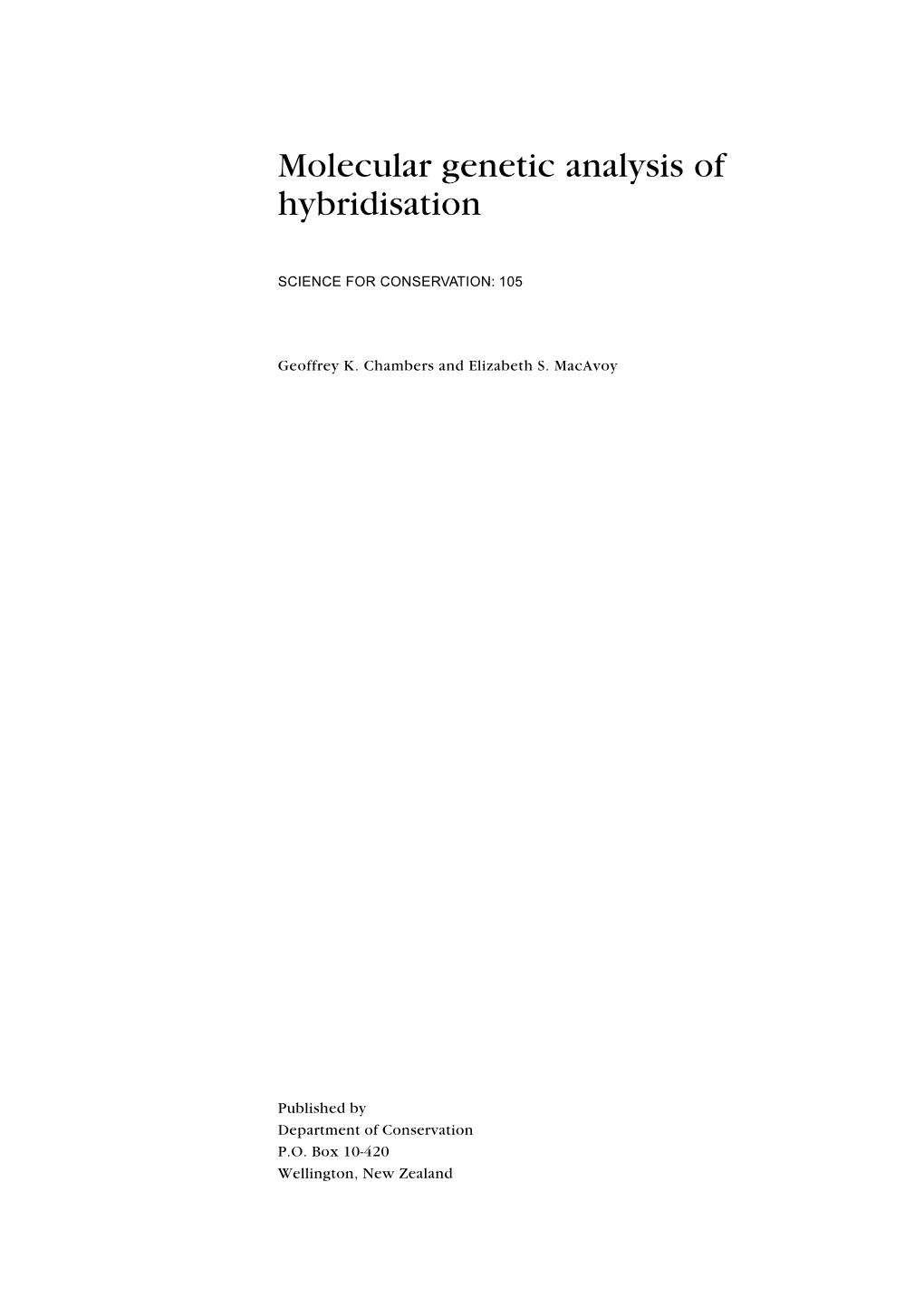 Molecular Genetic Analysis of Hybridisation