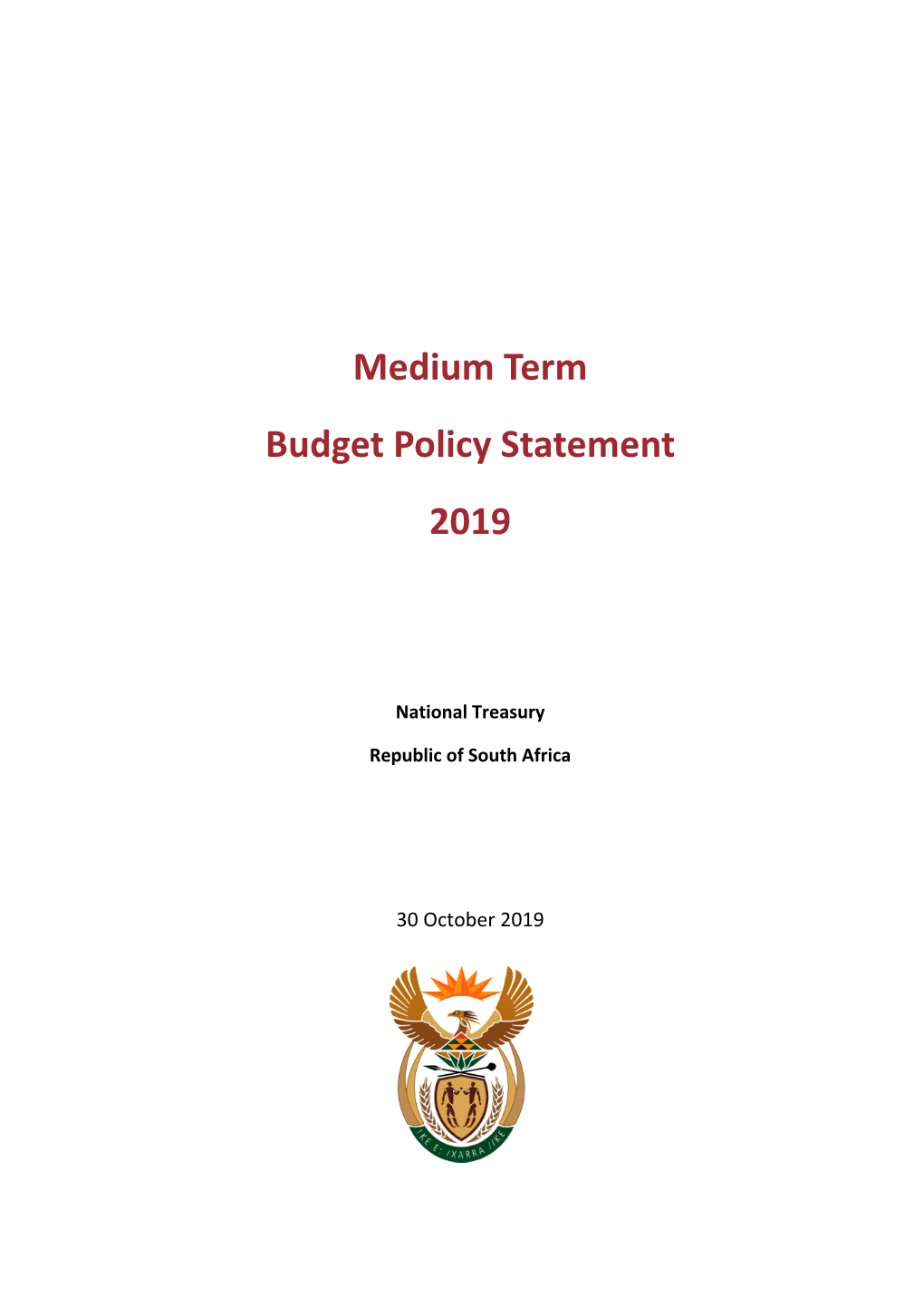 Medium Term Budget Policy Statement 2019