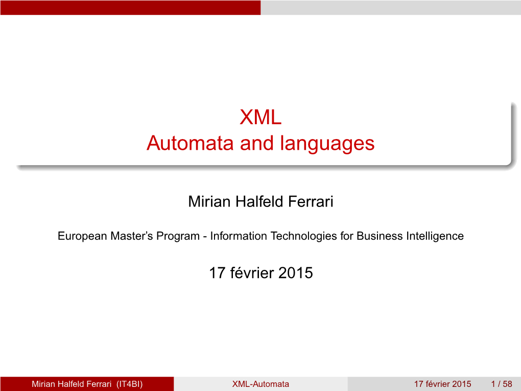 XML Automata and Languages