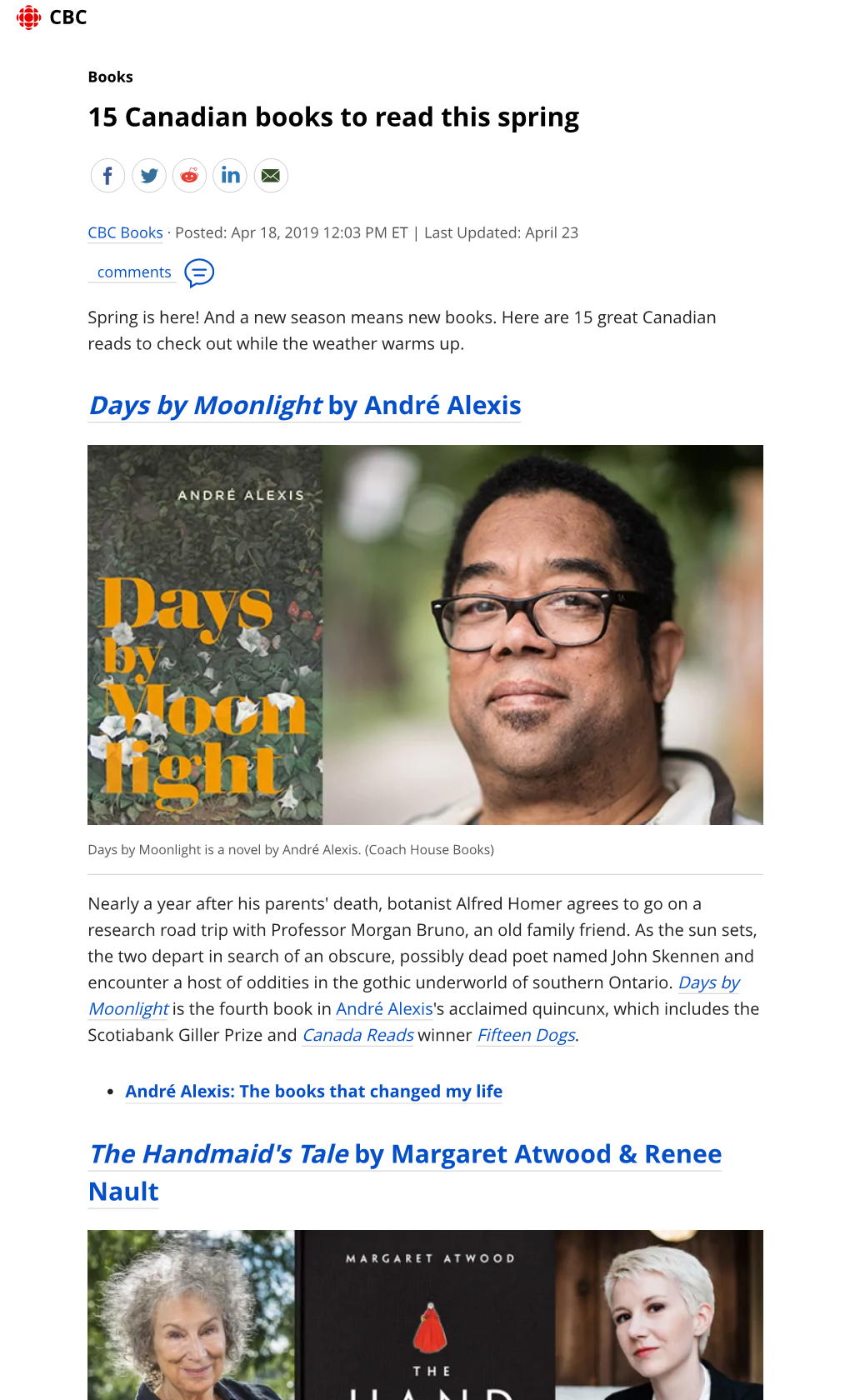 15 Canadian Books to Read This Spring Days by Moonlight by André Alexis