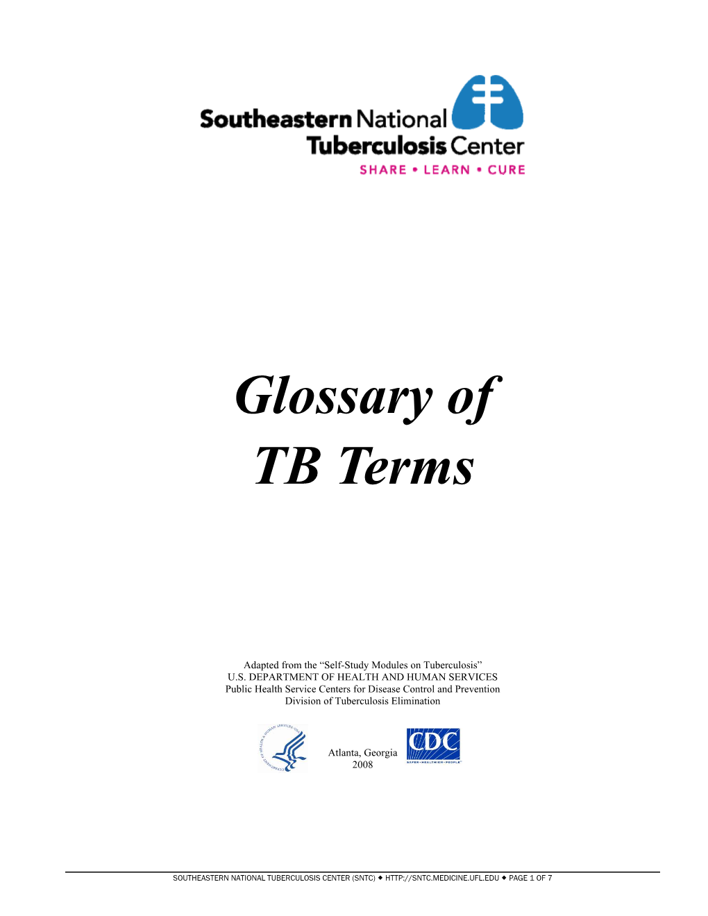 Glossary of TB Terms