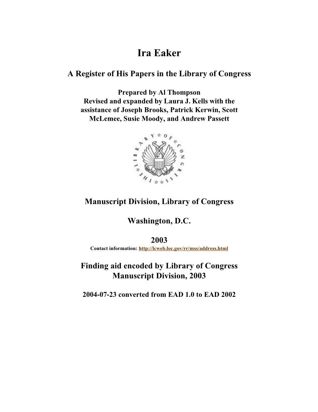 Papers of Ira Eaker