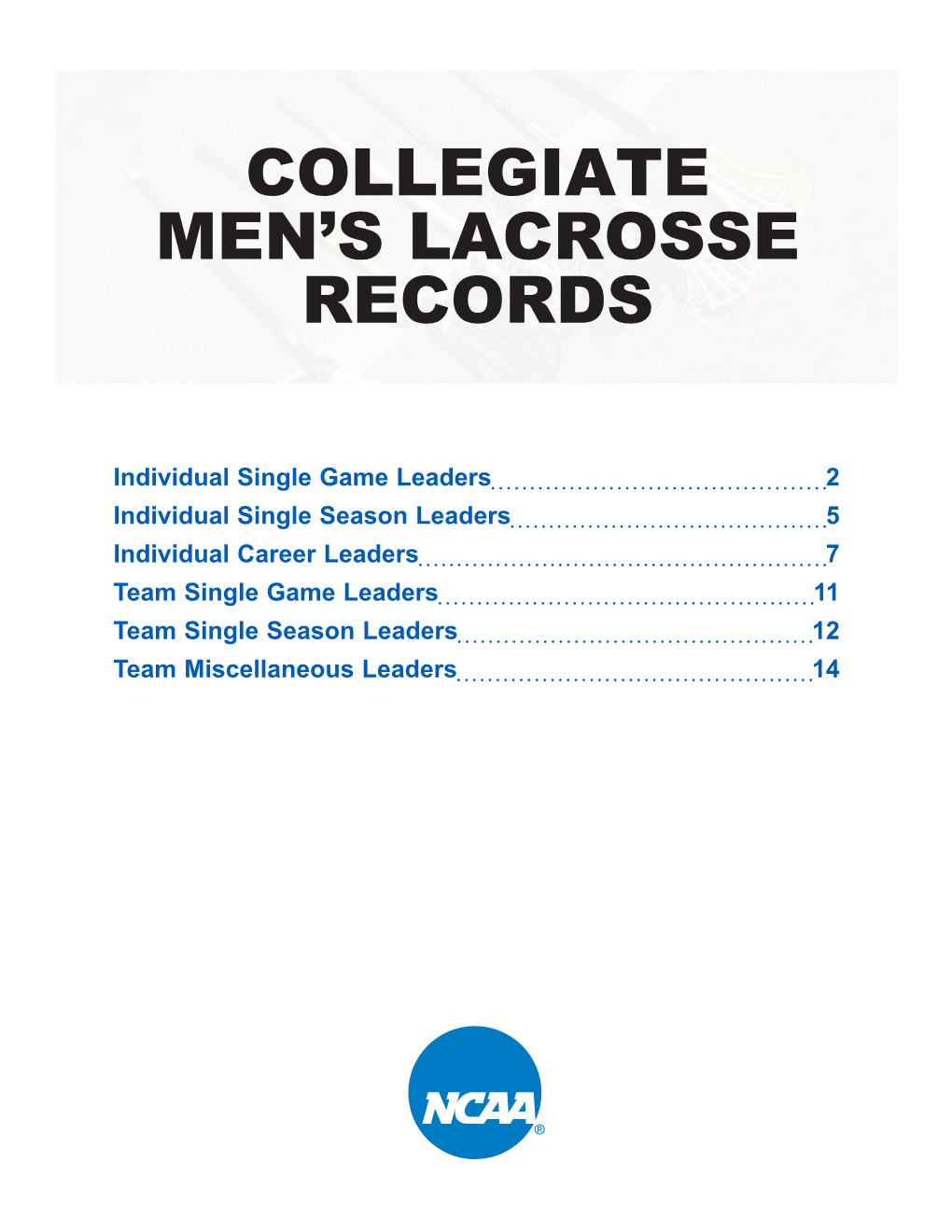 Collegiate Men's Lacrosse Records