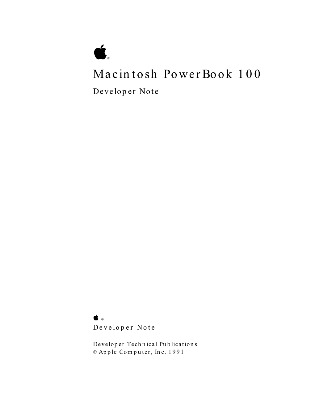 Macintosh Powerbook 100 Developer Note