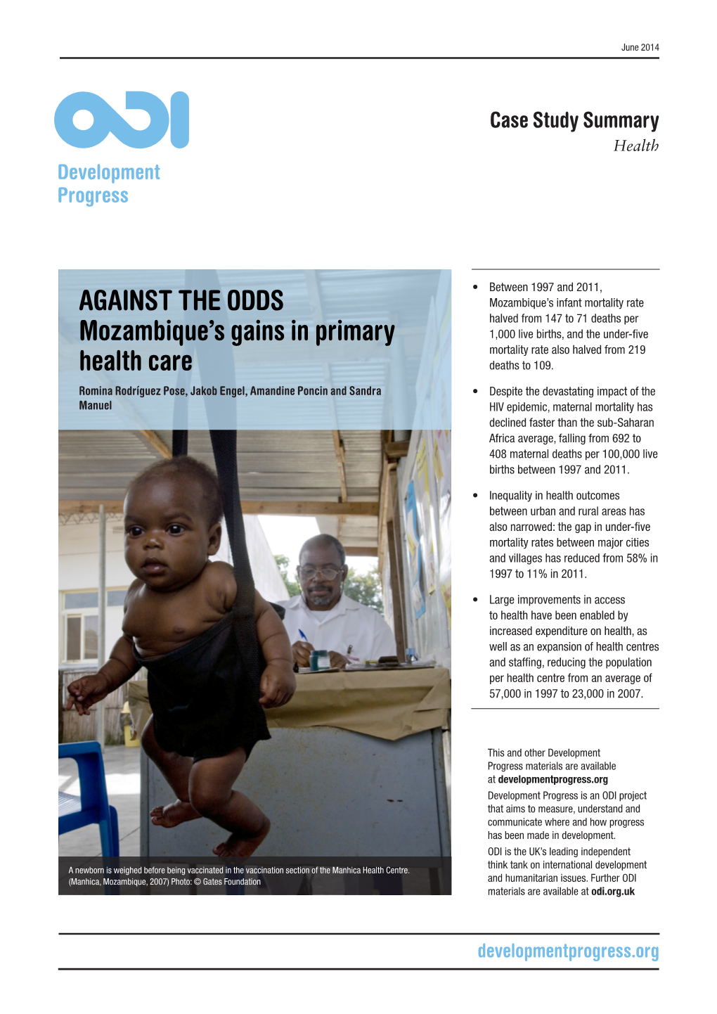 AGAINST the ODDS Mozambique's Gains in Primary Health Care