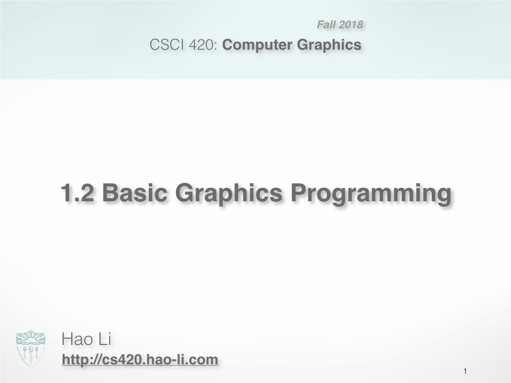 1.2 Basic Graphics Programming