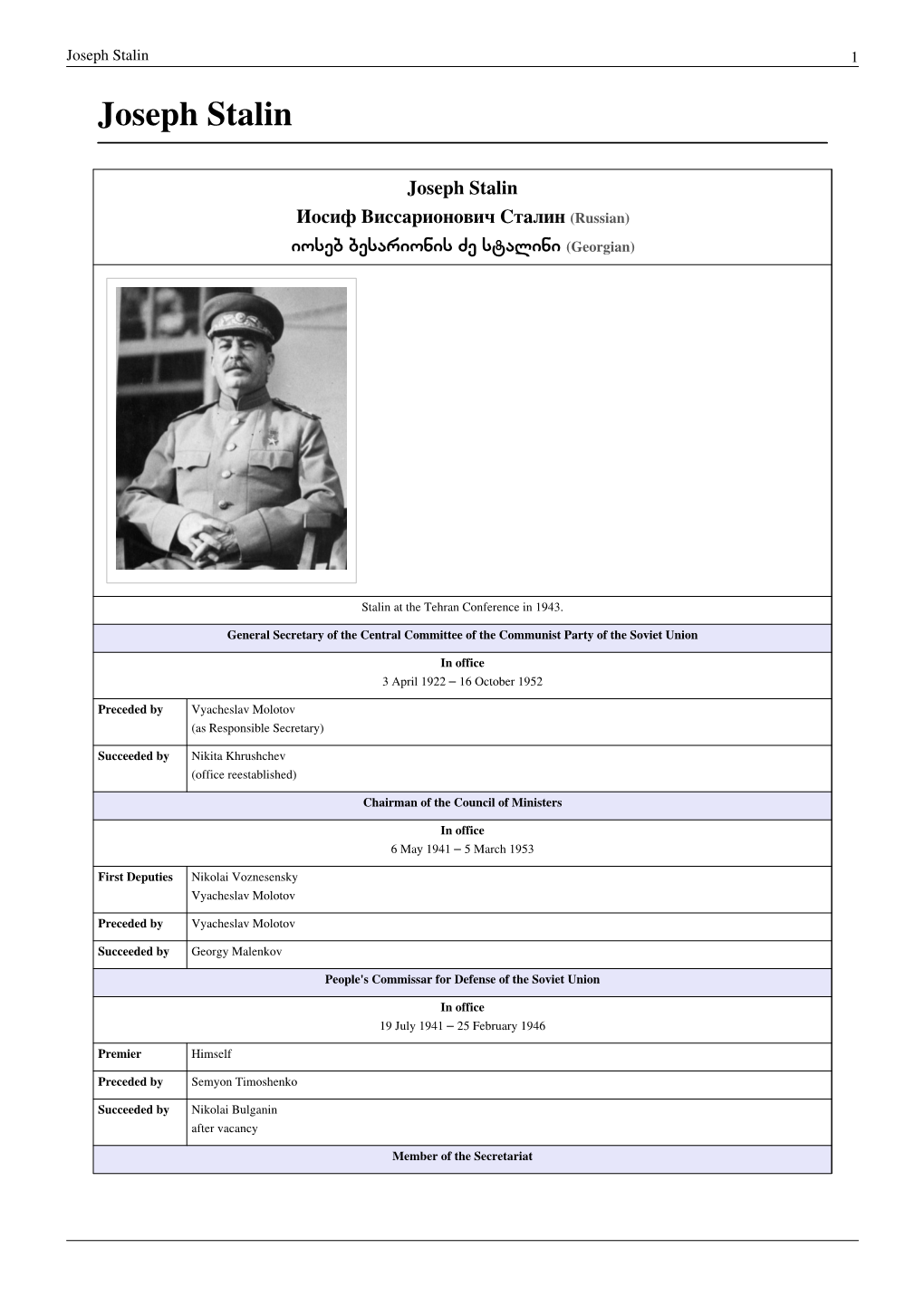 Joseph Stalin 1 Joseph Stalin