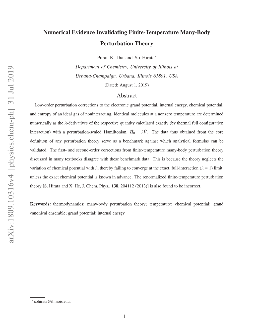 Arxiv:1809.10316V4 [Physics.Chem-Ph] 31 Jul 2019 Keywords: Phys., Chem