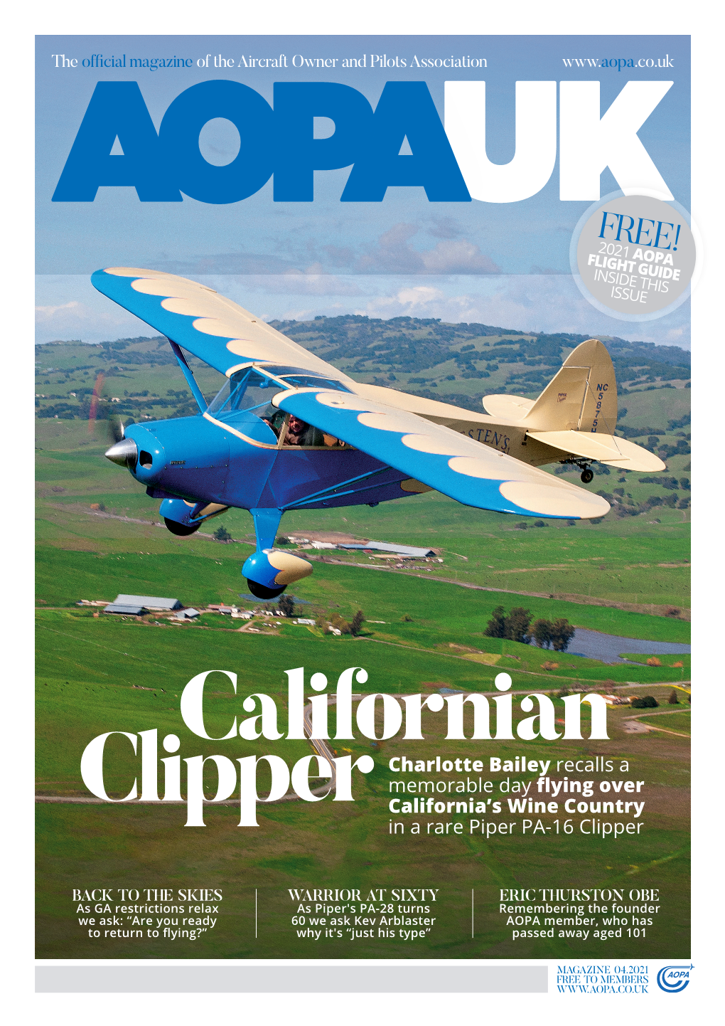 Charlotte Bailey Recalls a Memorable Day Flying Over Clipper California’S Wine Country in a Rare Piper PA-16 Clipper