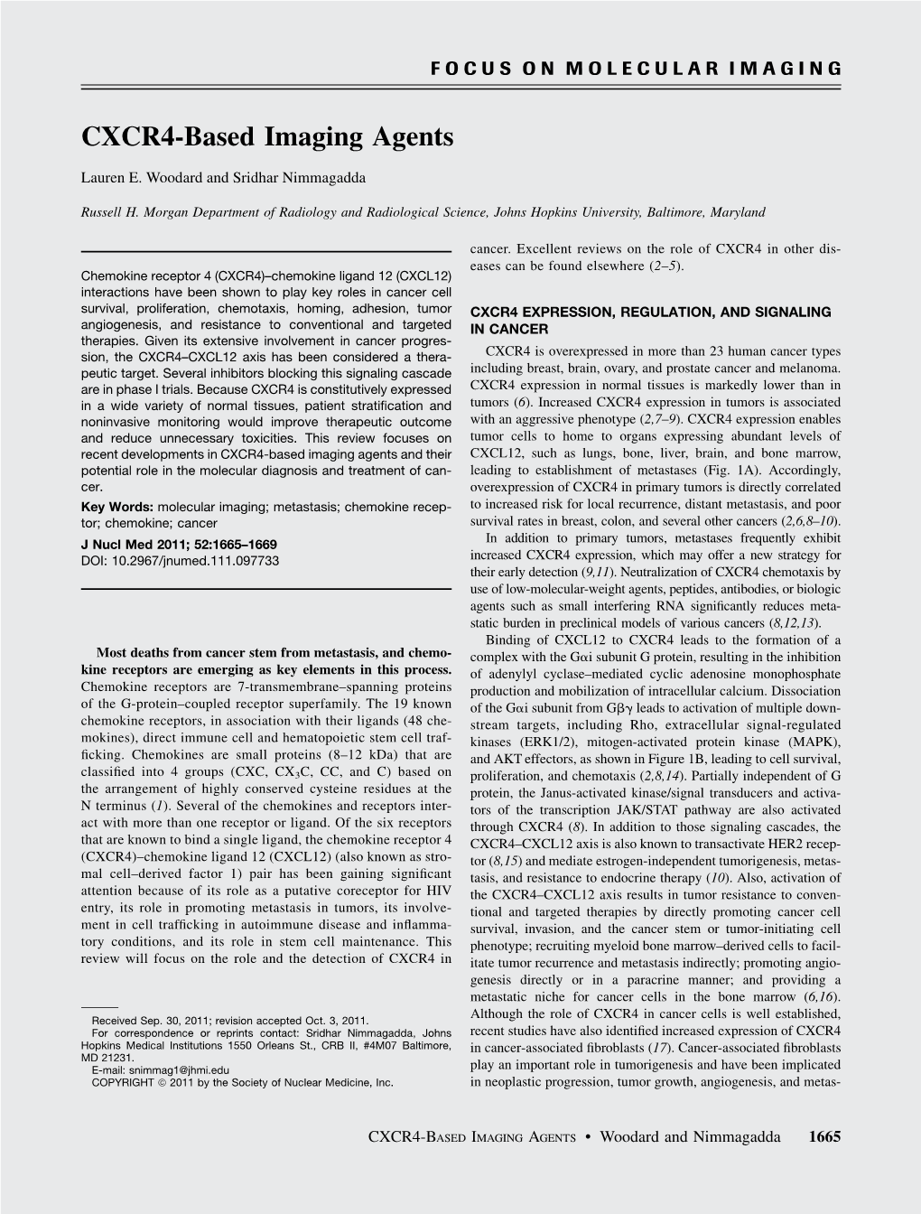 CXCR4-Based Imaging Agents