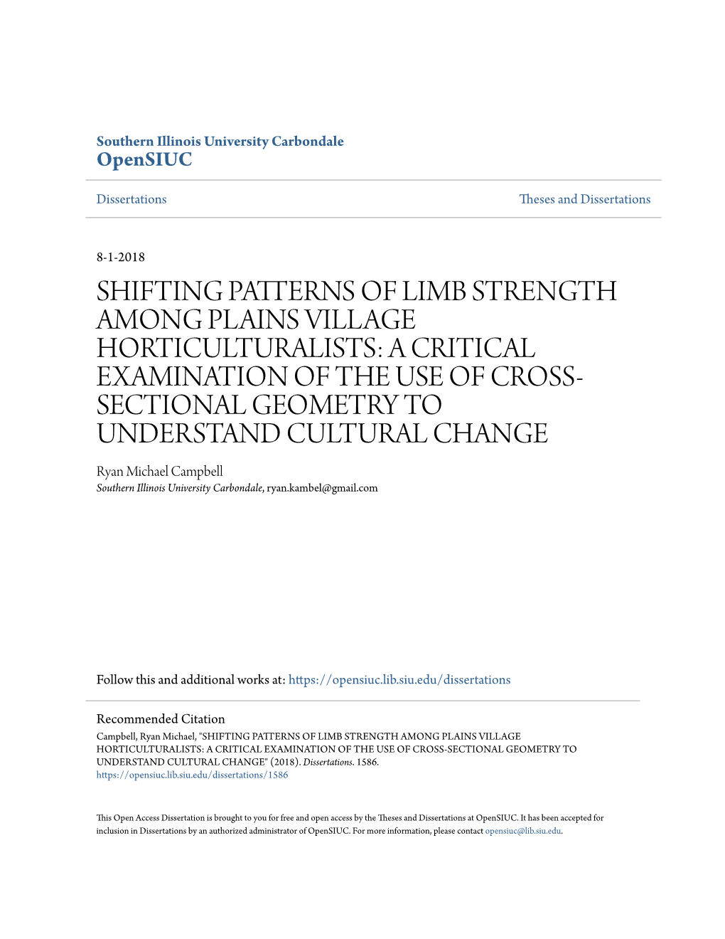 A Critical Examination of the Use of Cross-Sectional Geometry to Understand Cultural Change" (2018)