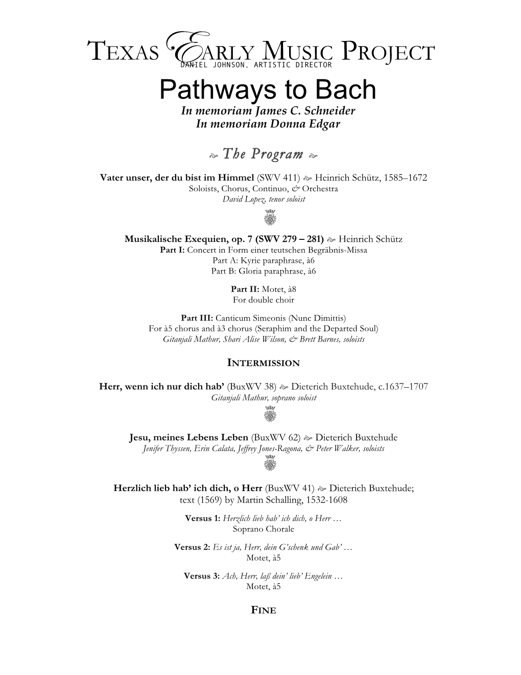 Pathways to Bach in Memoriam James C