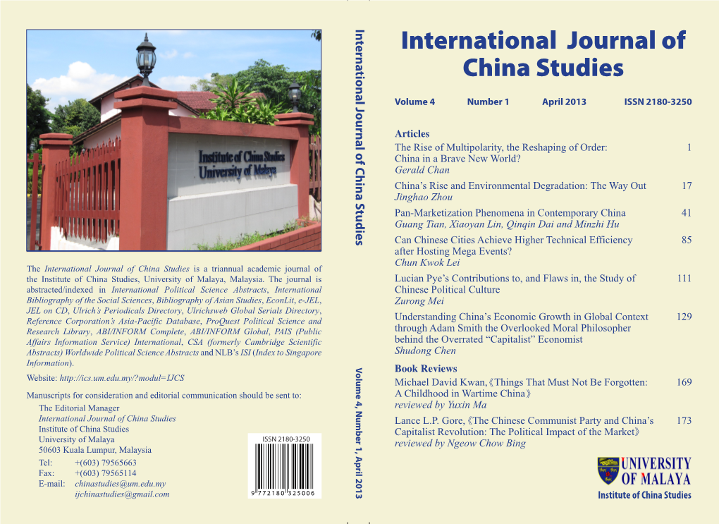 International Journal of China Studies International Journal of China Studies