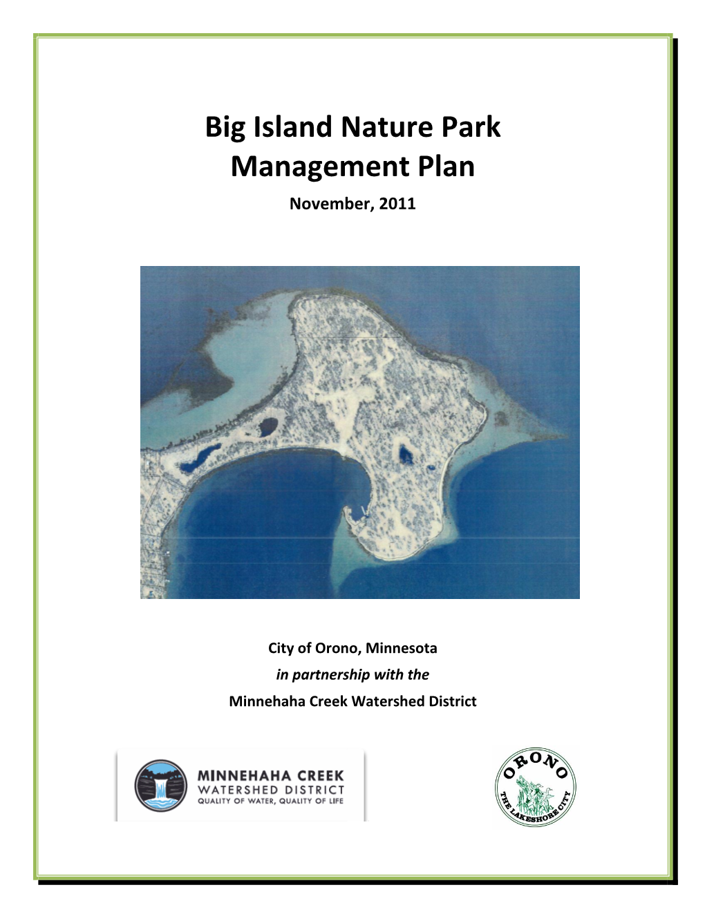 Big Island Nature Park Management Plan November, 2011