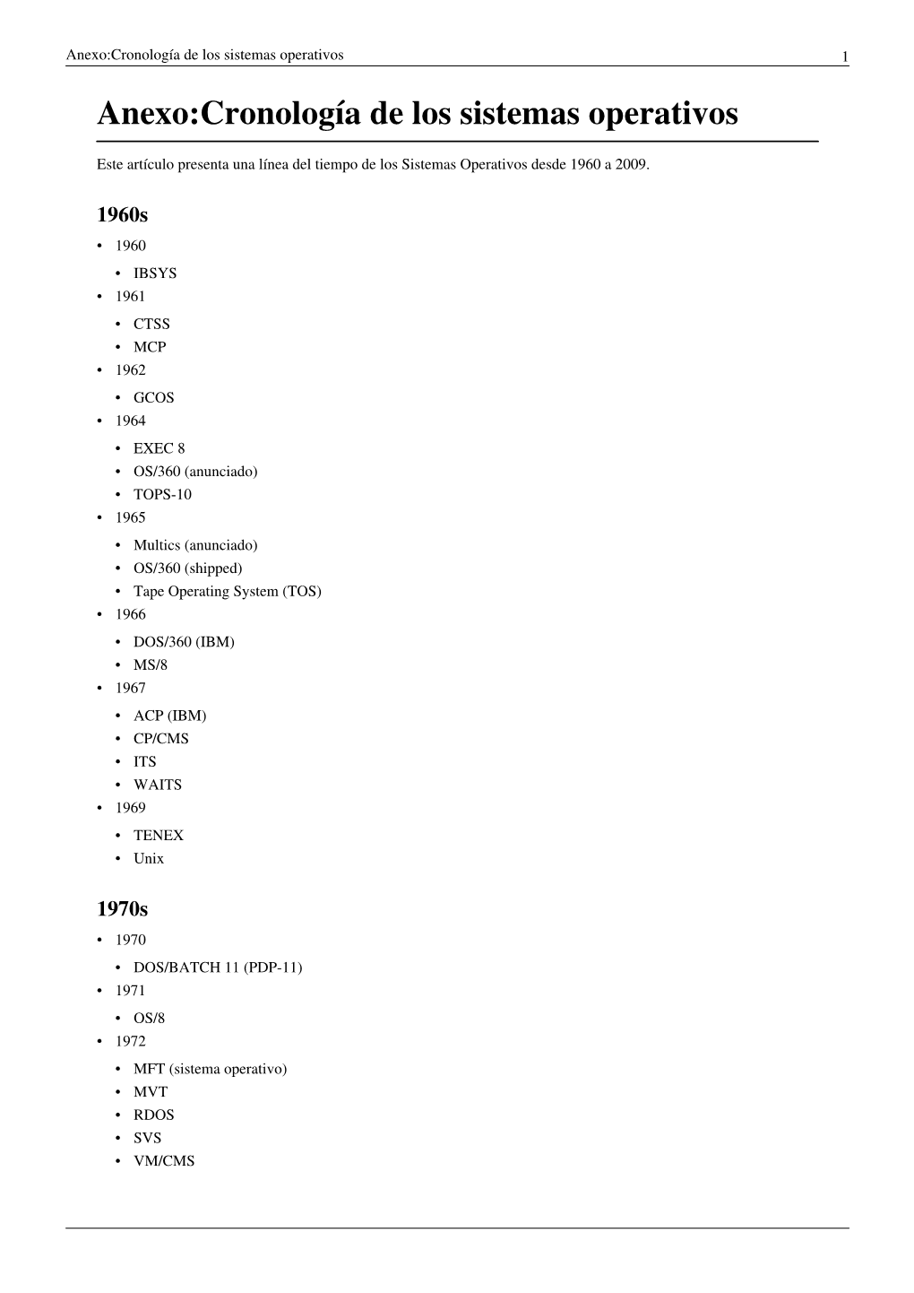 Anexo:Cronología De Los Sistemas Operativos 1 Anexo:Cronología De Los Sistemas Operativos