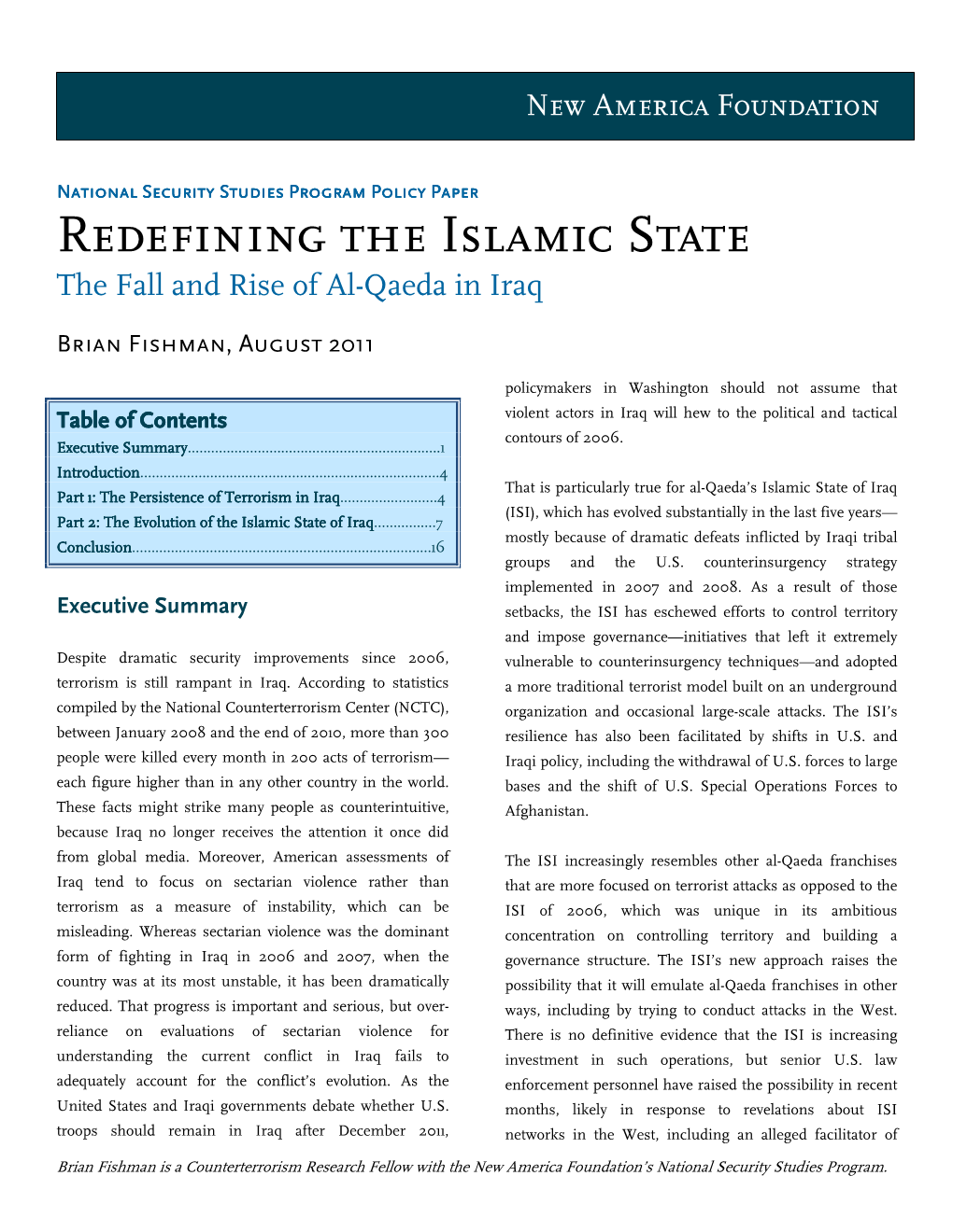 Redefining the Islamic State the Fall and Rise of Al-Qaeda in Iraq