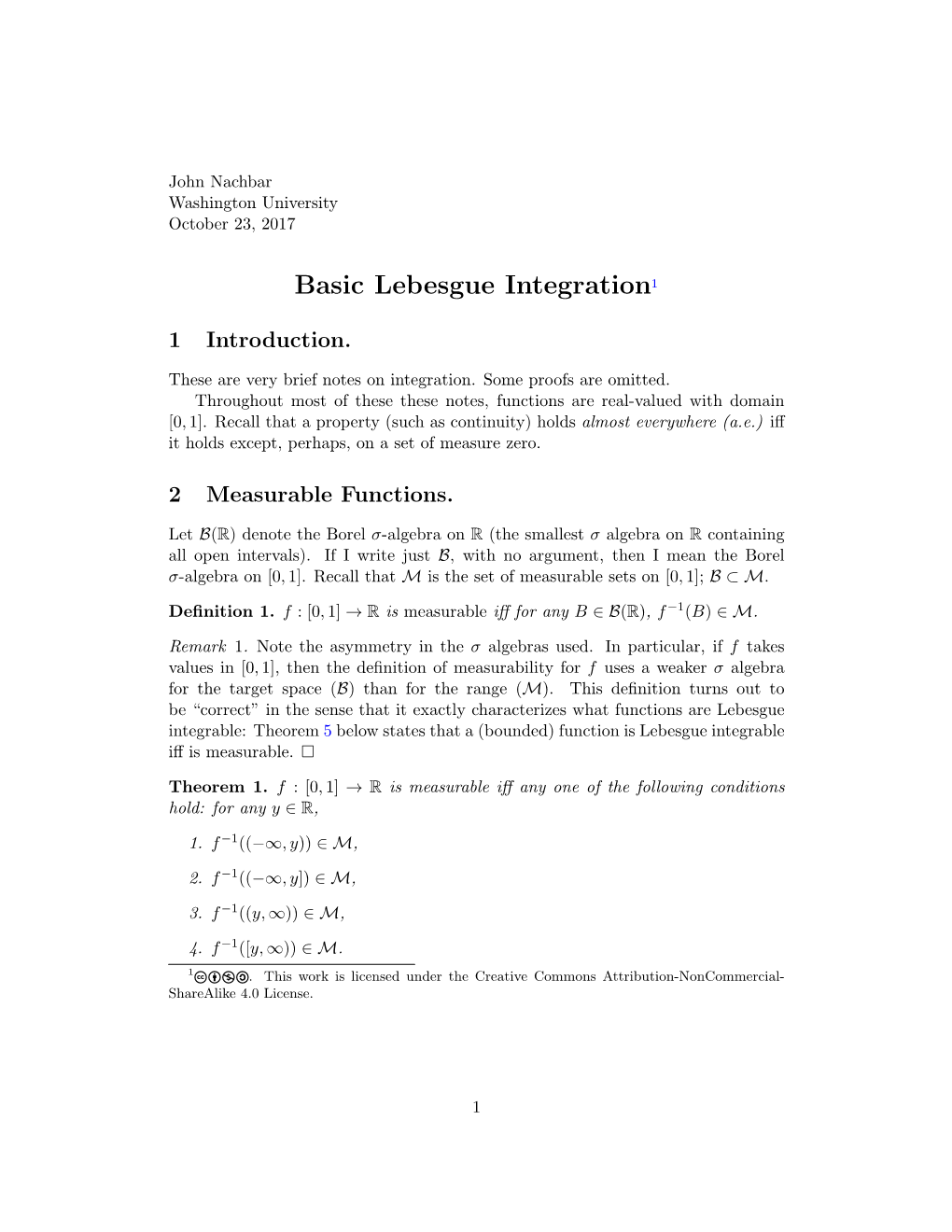 Basic Lebesgue Integration1