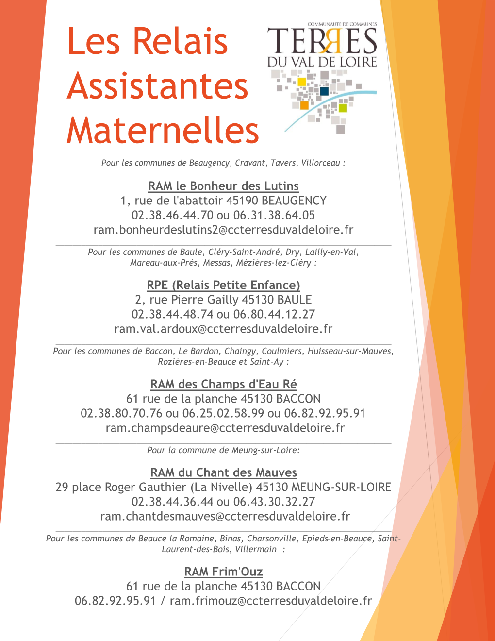 Les Relais Assistantes Maternelles Pour Les Communes De Beaugency, Cravant, Tavers, Villorceau