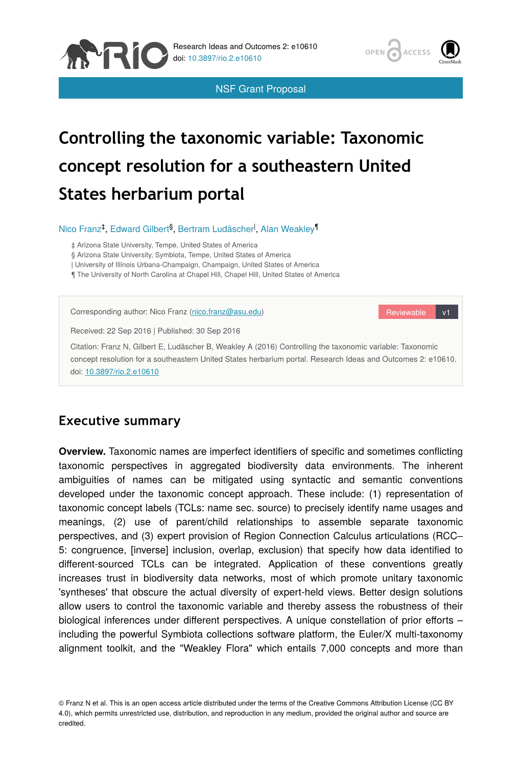 Taxonomic Concept Resolution for a Southeastern United States Herbarium Portal