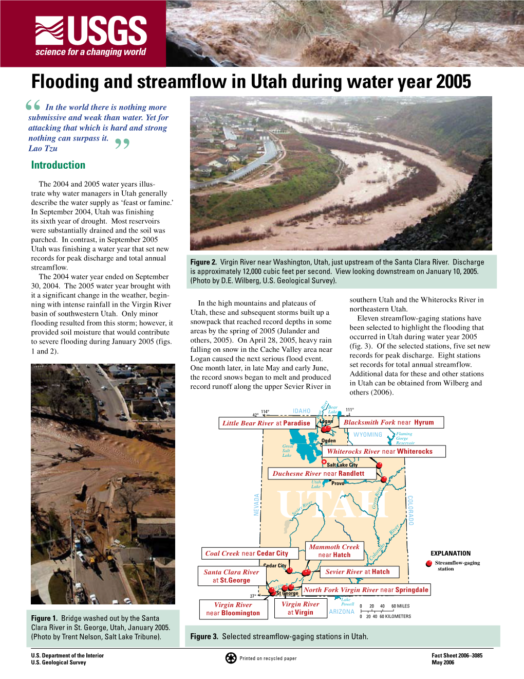 Flooding and Streamflow in Utah During Water Year 2005